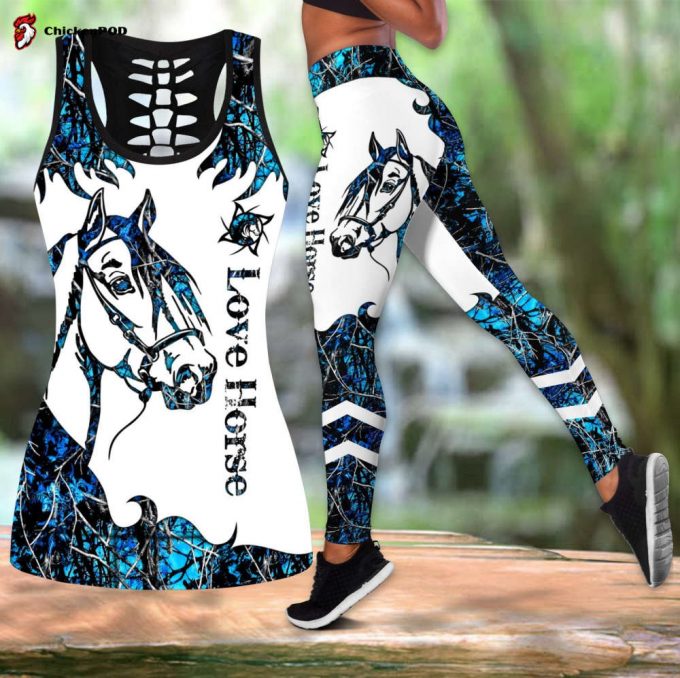 Love Horse Blue Tatoo Combo Tank + Legging