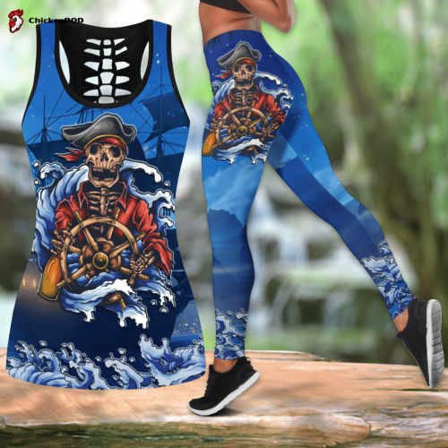 Love Pirate Skull and Tattoos tanktop & legging outfit For Women Sport Gifts