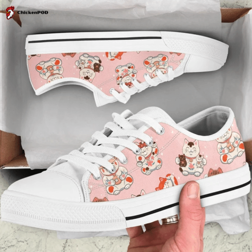 Maneki Neko Low Top Shoes Gift for Men Women