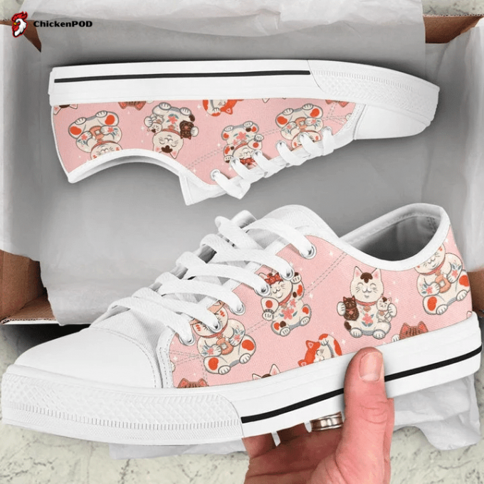 Maneki Neko Low Top Shoes Gift For Men Women