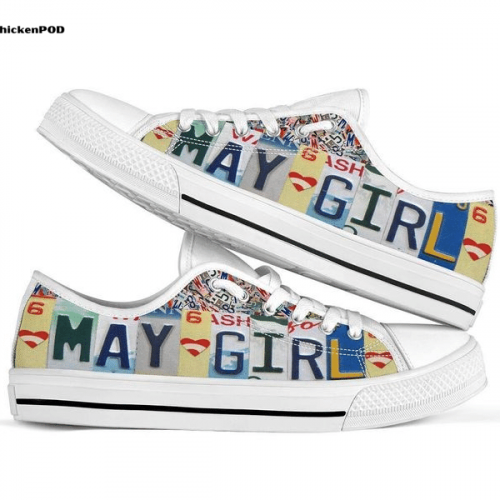 May License Plates Birth Low Top Shoes Gift for Men Women