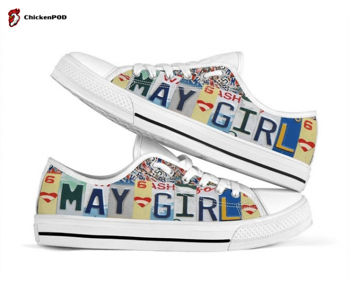 May License Plates Birth Low Top Shoes Gift For Men Women