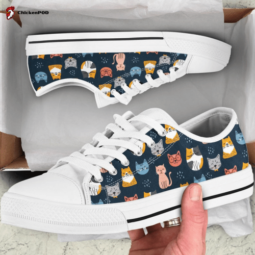 Navy Floral Low Top Shoes Gift for Men Women