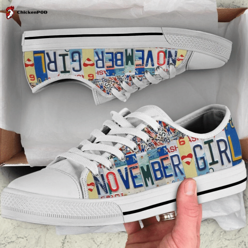 November License Plates Birth Low Top Shoes Gift for Men Women