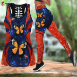 Orange Butterfly Combo Legging + Tanktop