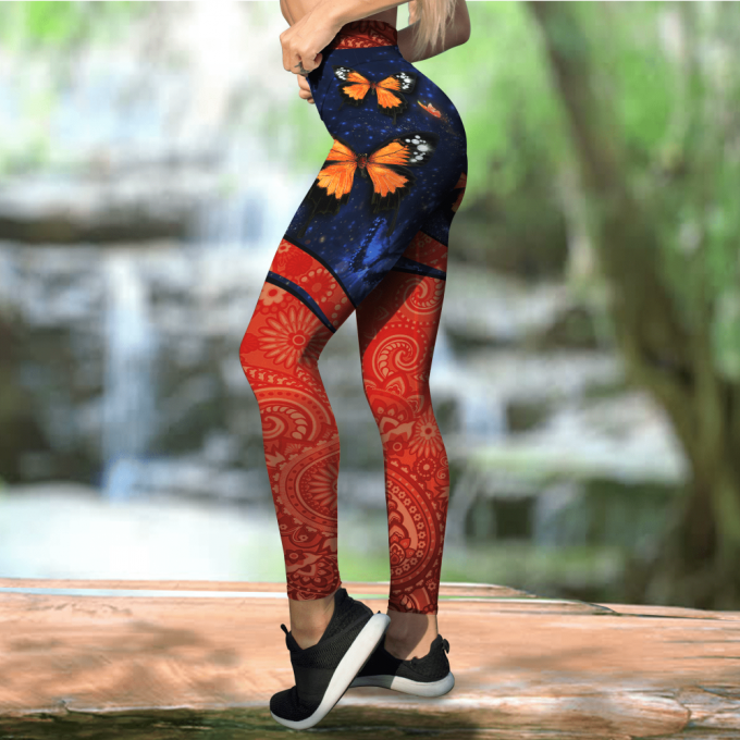 Orange Butterfly Combo Legging + Tanktop