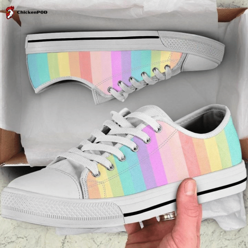 Pastel rainbow striped Low Top Shoes Gift for Men Women