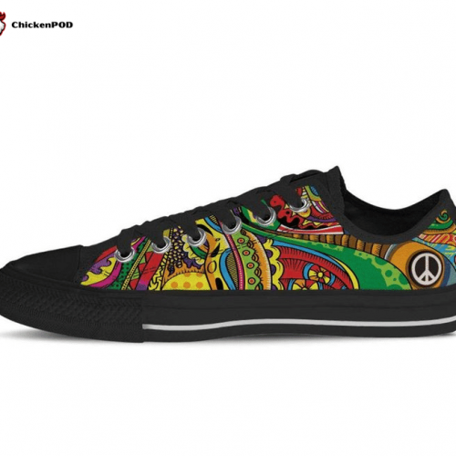 Peace Symbol Peace of Color Tennis Shoes Hippie Boho Low Top Shoes Gift for Men Women