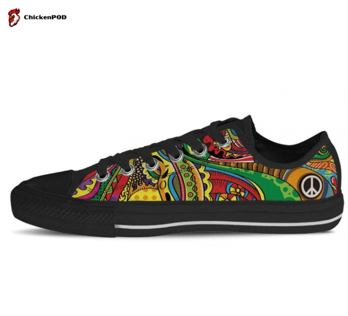 Peace Symbol Peace Of Color Tennis Shoes Hippie Boho Low Top Shoes Gift For Men Women