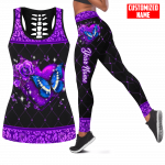 Personalized Name Butterfly With Heart All Over Printed Combo Legging + Tanktop