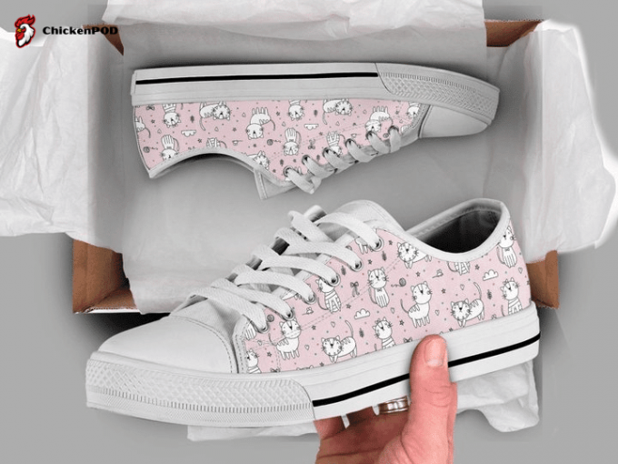 Pink Cat Low Top Shoes Gift For Men Women