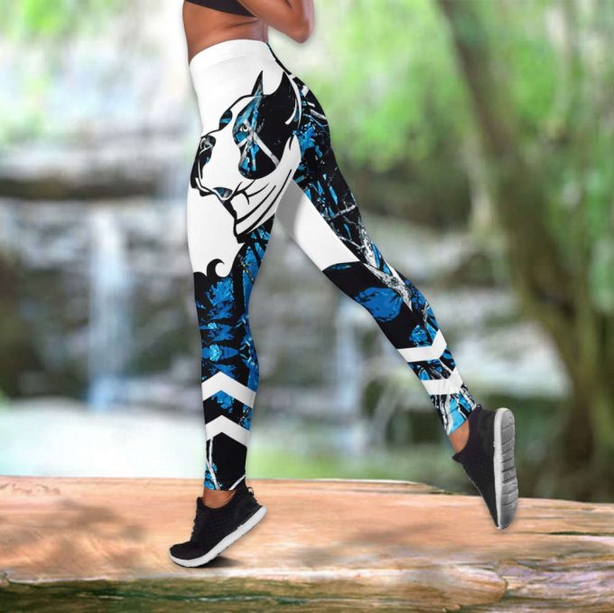 Premium Pitbull Blue Tattoos Legging + Hollow Tank Combo