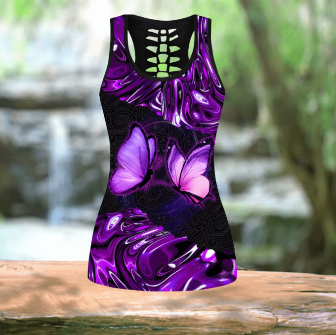 Purple Butterfly Combo Legging + Tanktop