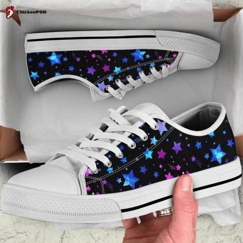 Purple Pink Blue Stars Black Low Top Shoes Gift for Men Women