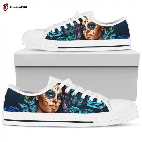 Purple Violet Blue Calavera Low Top Shoes Gift for Men Women