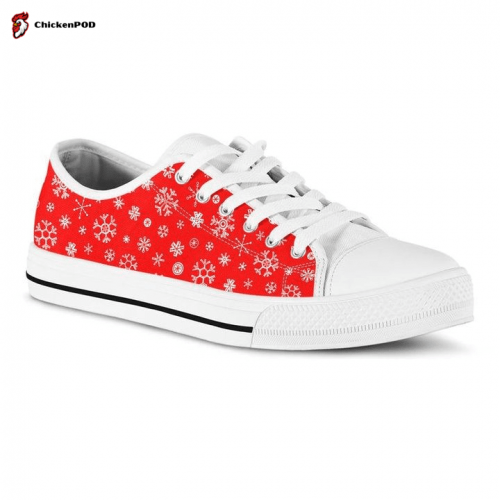 Red And White Snowflake Christmas Low Top Shoes Gift for Men Women