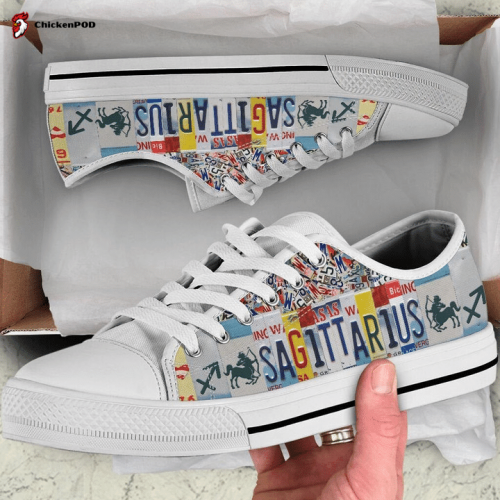 Sagittarius License Plates Low Top Shoes Gift for Men Women