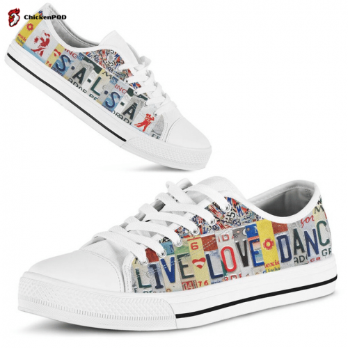 Salsa Live Love Dance License Plates Low Top Shoes Gift for Men Women