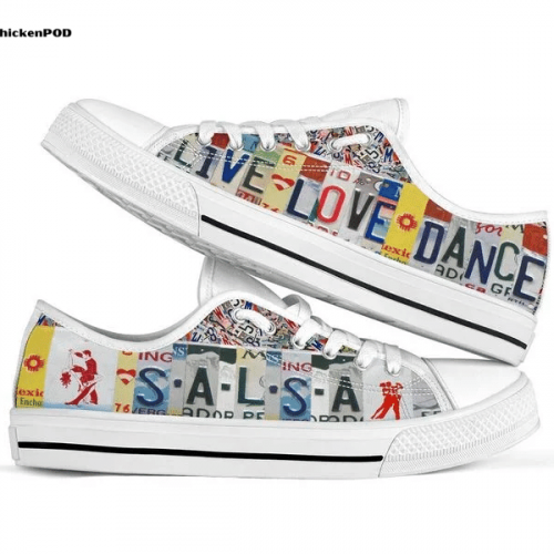 Salsa Live Love Dance License Plates Low Top Shoes Gift for Men Women