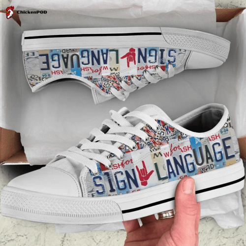 Sign Language License Plates Low Top Shoes Gift for Men Women