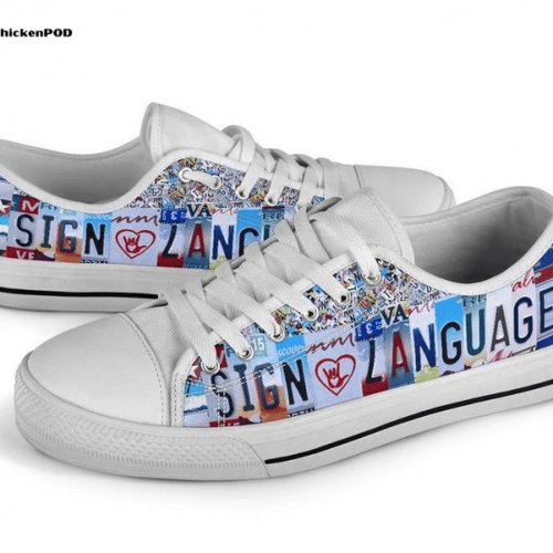 Sign Language Low Top Shoes Gift for Men Women