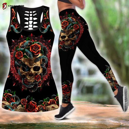 Snake Love Skull 3d all over printed tanktop & legging outfit For Women Sport Gifts