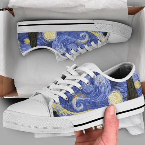 Starry Night Low Top Shoes Gift for Men Women