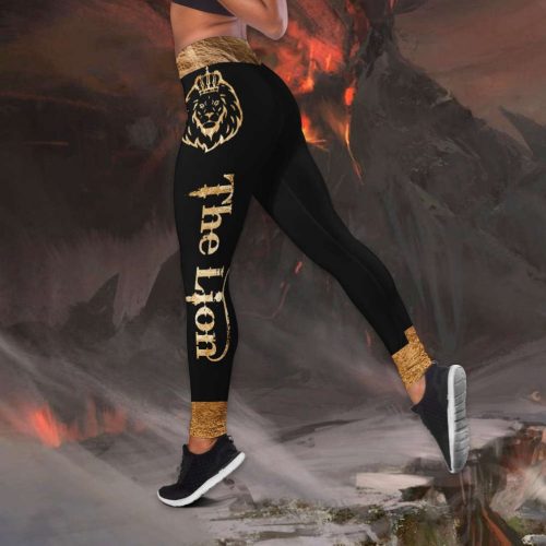 The Lion 3D All Over Printed Legging + Hollow Tank combo For Women Sport Gifts