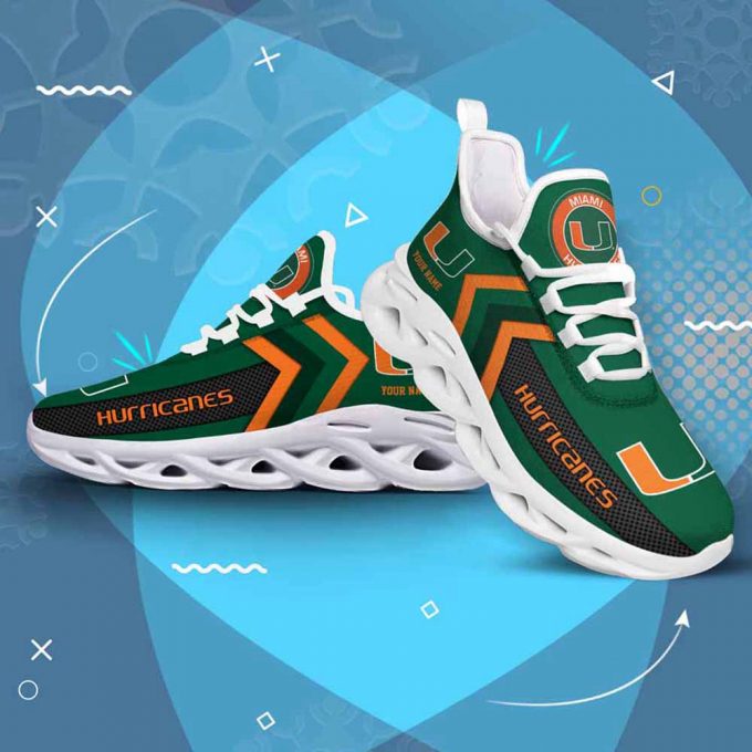 Ncaa Miami Hurricanes Custom Name Max Soul Shoes Chunky Sneakers For Men Women