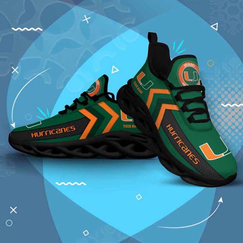 Ncaa Miami Hurricanes Custom Name Max Soul Shoes Chunky Sneakers For Men Women