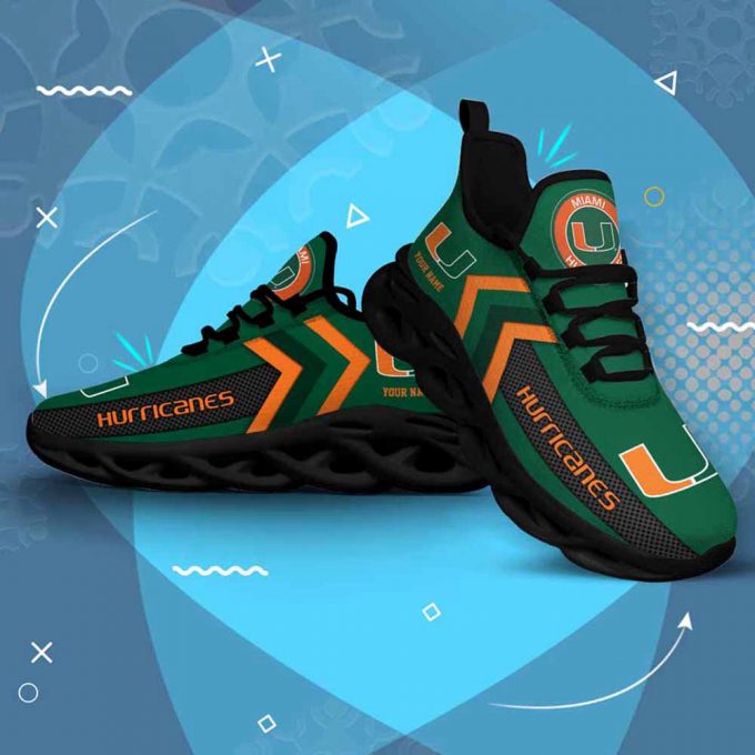 Ncaa Miami Hurricanes Custom Name Max Soul Shoes Chunky Sneakers For Men Women