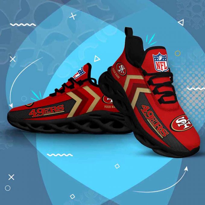 Nfl San Francisco 49Ers Custom Name Max Soul Shoes Chunky Sneakers For Men Women