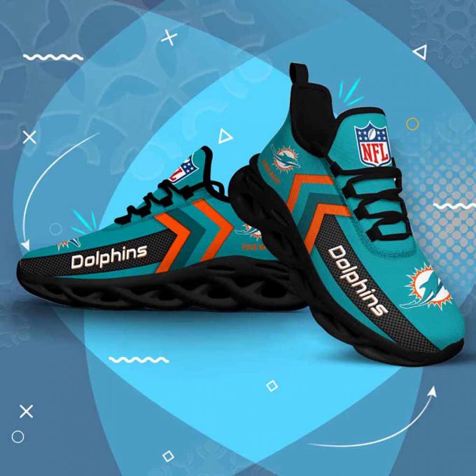 Nfl Miami Dolphins Custom Name Max Soul Shoes Chunky Sneakers For Men Women