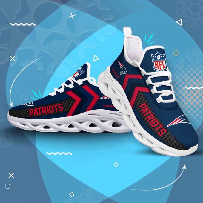 Nfl New England Patriots Custom Name Max Soul Shoes Chunky Sneakers For Men Women