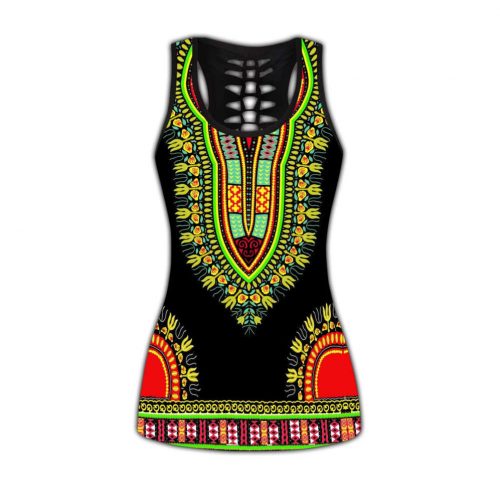 African Dashiki Pattern 3D Over Printed Legging & Tank Top