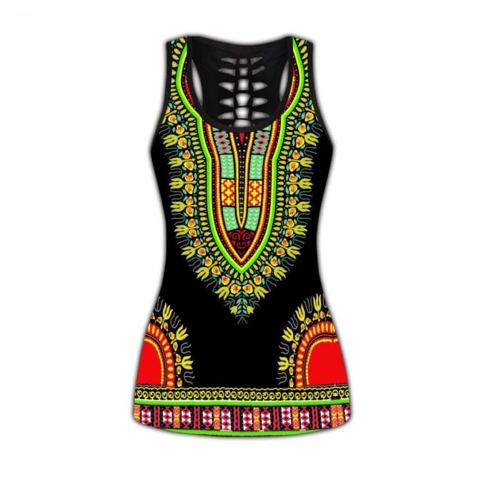 African Dashiki Pattern 3D Over Printed Legging &Amp; Tank Top