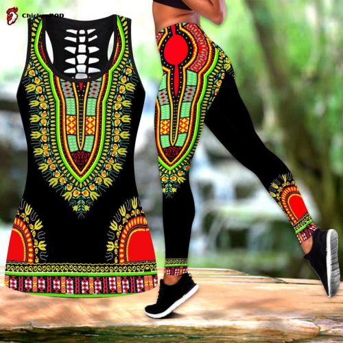 African Dashiki Pattern 3D Over Printed Legging & Tank Top