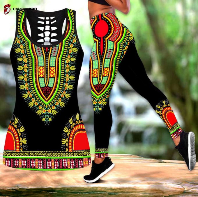 African Dashiki Pattern 3D Over Printed Legging &Amp;Amp; Tank Top