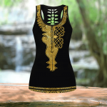 African Golden Dashiki Pattern 3D Over Printed Legging & Tank Top