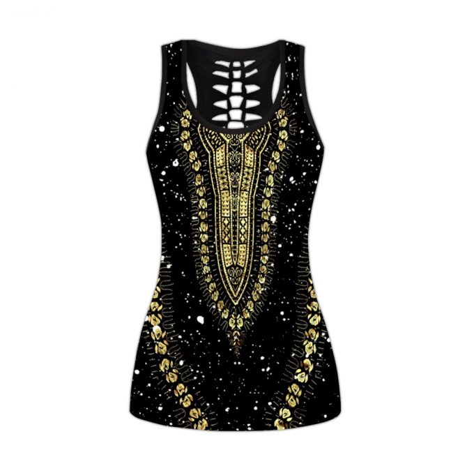 African Golden Luxury Pattern Iii Legging &Amp; Tank Top-Ml