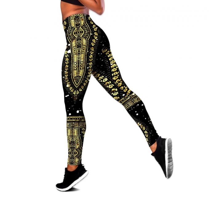 African Golden Luxury Pattern Iii Legging &Amp; Tank Top-Ml