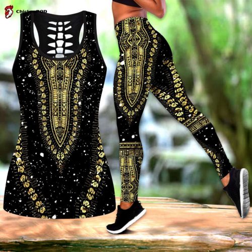 African Golden Luxury Pattern III Legging & Tank top-ML