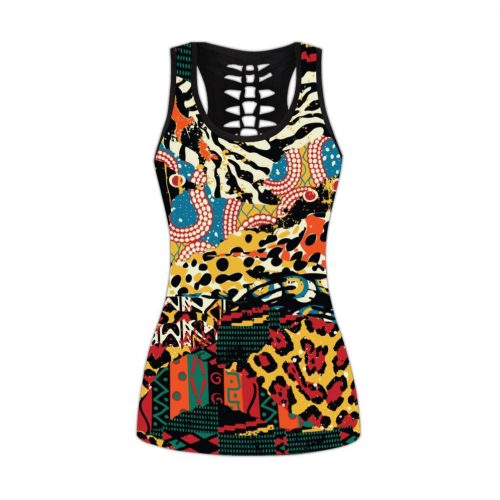 African Traditional Pattern 3D Over Printed Legging & Tank Top