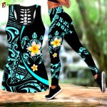 Amazing Polynesian Sea Turtle Tattoo & Hibiscus Legging & Tank Top