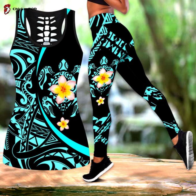 Amazing Polynesian Sea Turtle Tattoo &Amp;Amp; Hibiscus Legging &Amp;Amp; Tank Top