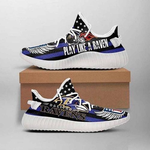 Baltimore Ravens Play Like A Raven NFL Yeezy Sneaker For Men Women Fans