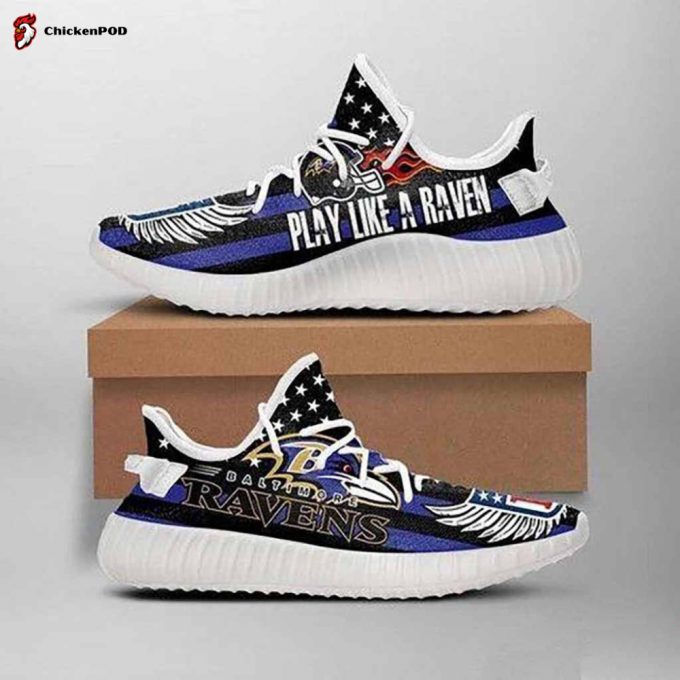 Baltimore Ravens Play Like A Raven Nfl Yeezy Sneaker For Men Women Fans