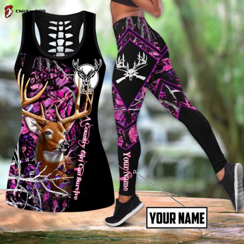 Hawaii Polynesian Hibiscus Personalized Name 3D Over Printed Legging & Tank Top