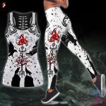 Fan Gifts Vkings Tattoo Leggings and Hollow Out Tank Top