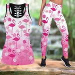 Flamingo Lotus Unisex Leggings And Tank Top